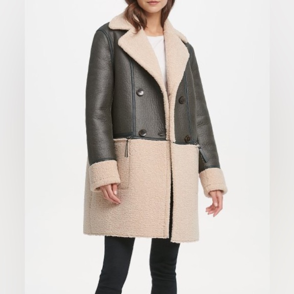 Anthropologie shearling sherpa olive coat jacket faux teddy designer unique NEW